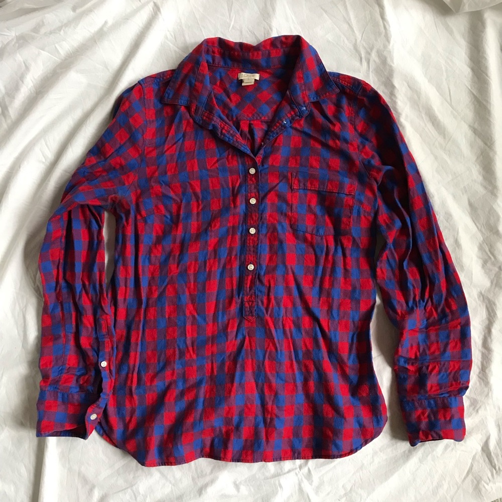 JCrew Plaid Henley, Medium (EUC)